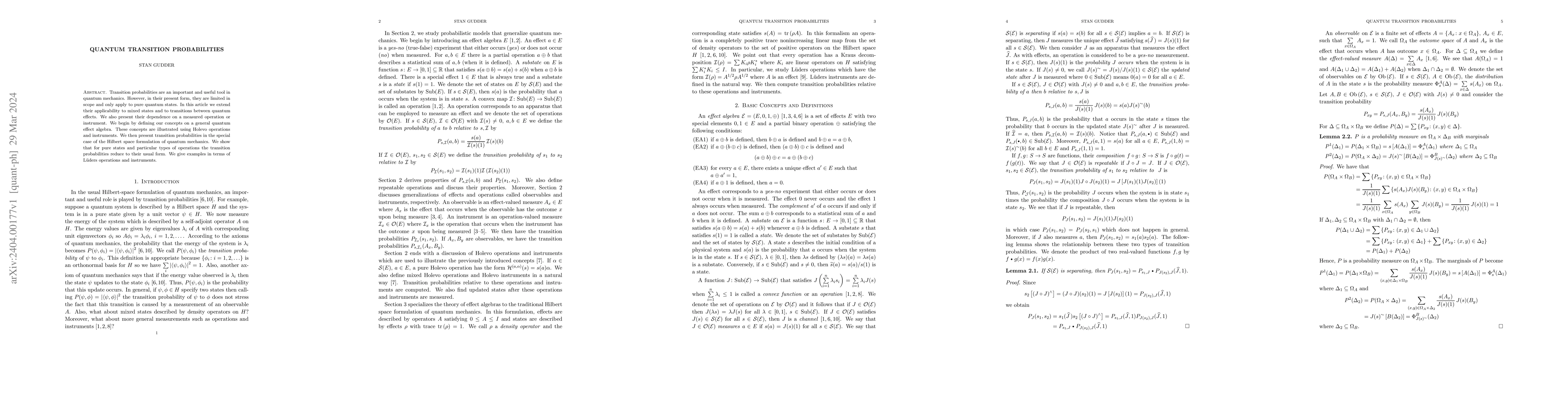 Thumbnail for Quantum Transition Probabilities