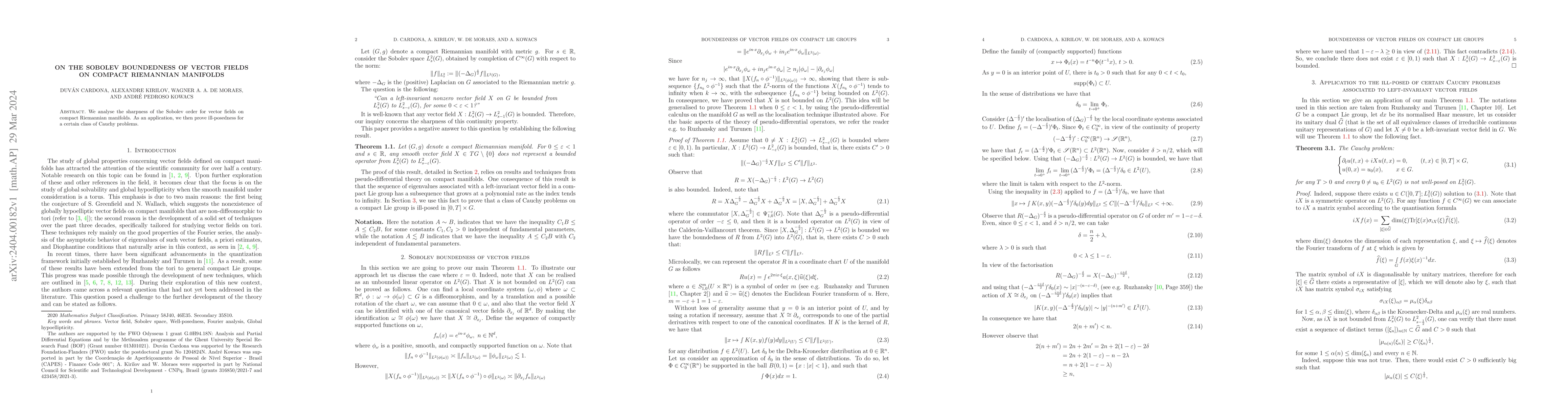 Thumbnail for On the Sobolev boundedness of vector fields on compact Riemannian
  manifolds