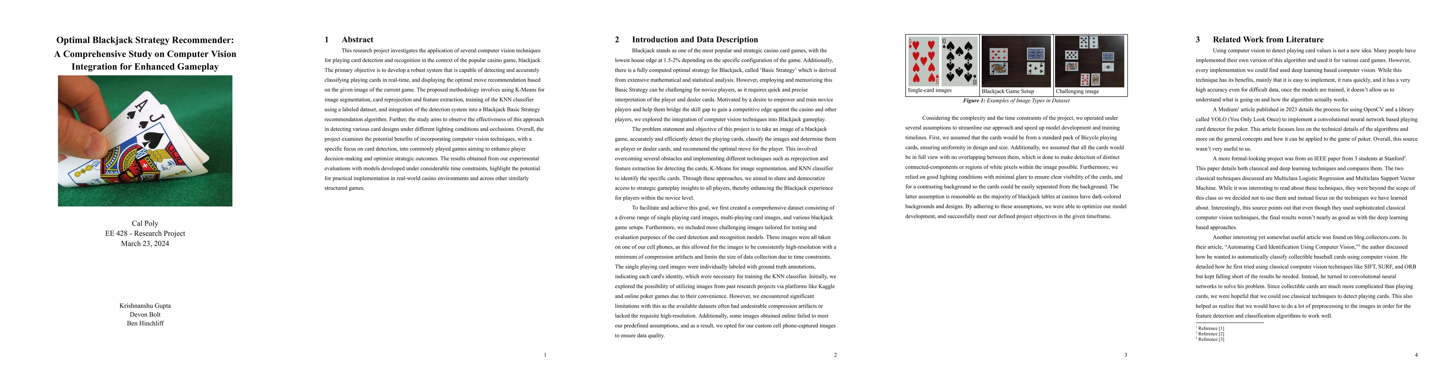 Thumbnail for Optimal Blackjack Strategy Recommender: A Comprehensive Study on
  Computer Vision Integration for Enhanced Gameplay