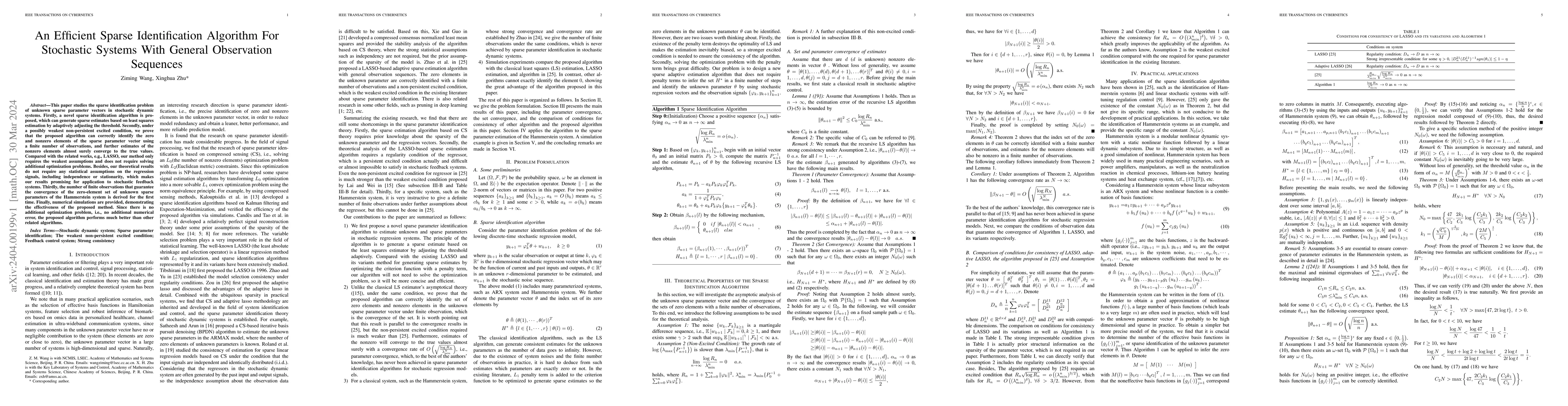 Thumbnail for An Efficient Sparse Identification Algorithm For Stochastic Systems With
  General Observation Sequences