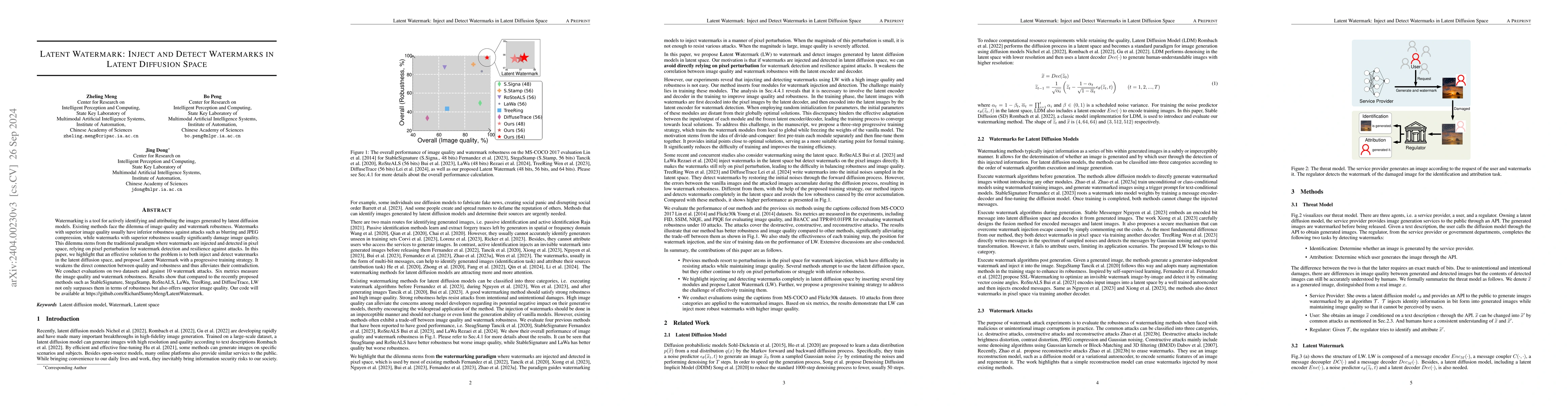 Thumbnail for Latent Watermark: Inject and Detect Watermarks in Latent Diffusion Space