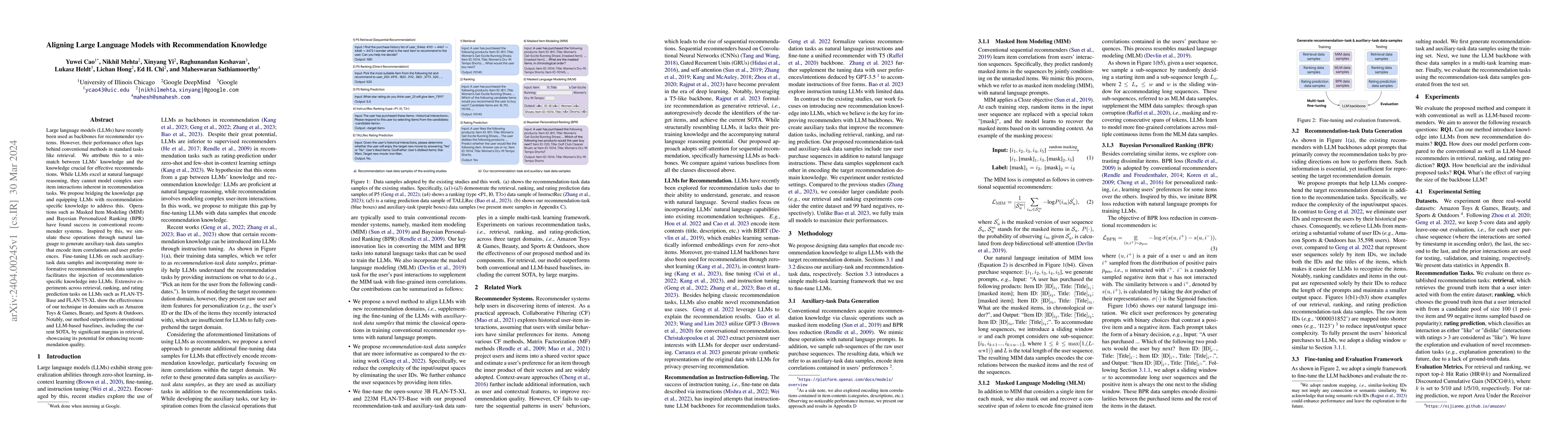 Thumbnail for Aligning Large Language Models with Recommendation Knowledge