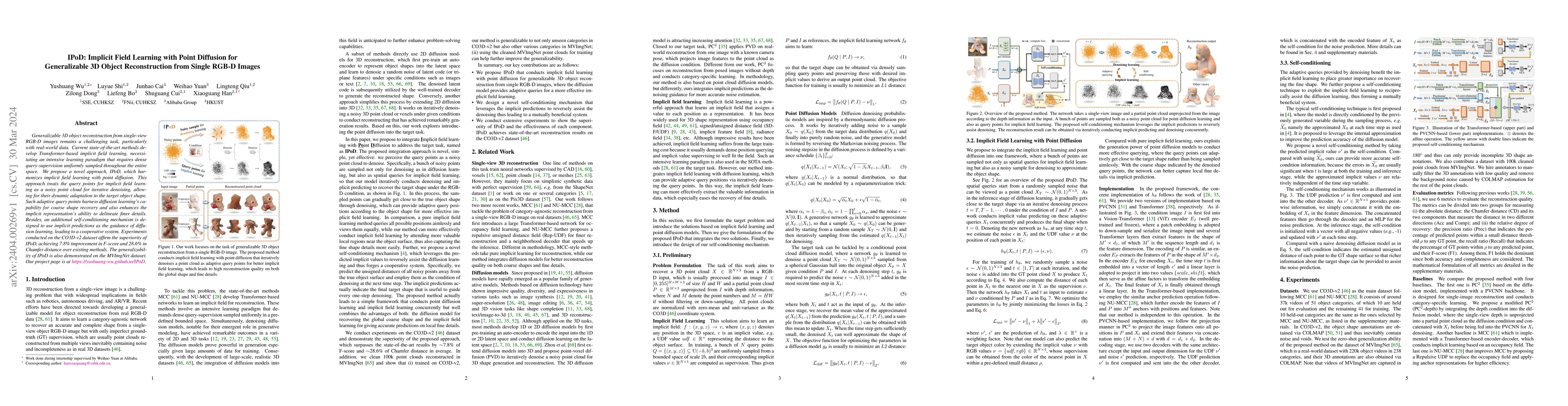 Thumbnail for IPoD: Implicit Field Learning with Point Diffusion for Generalizable 3D
  Object Reconstruction from Single RGB-D Images