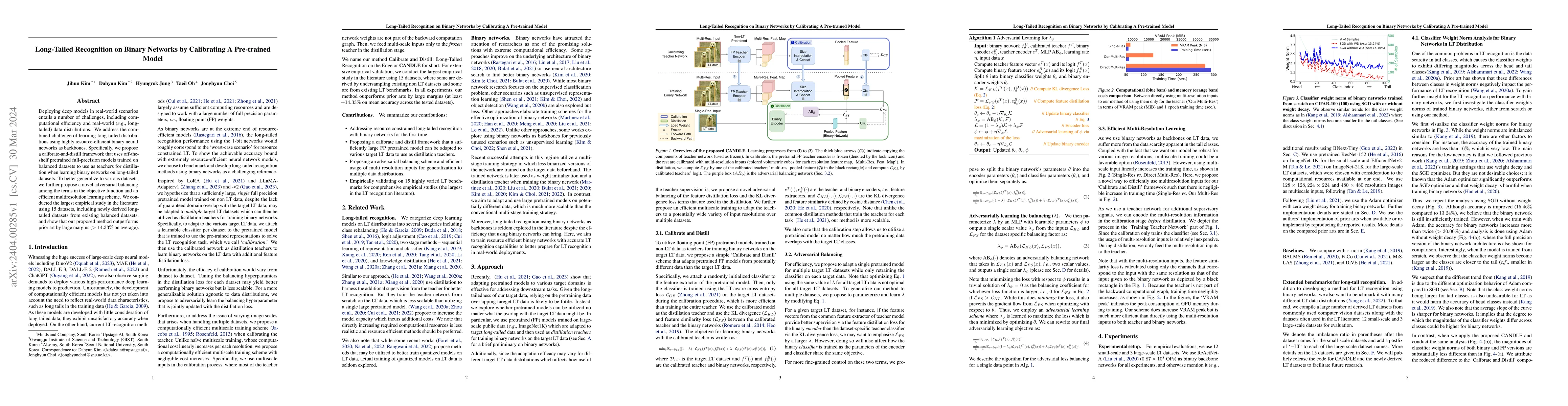 Thumbnail for Long-Tailed Recognition on Binary Networks by Calibrating A Pre-trained
  Model