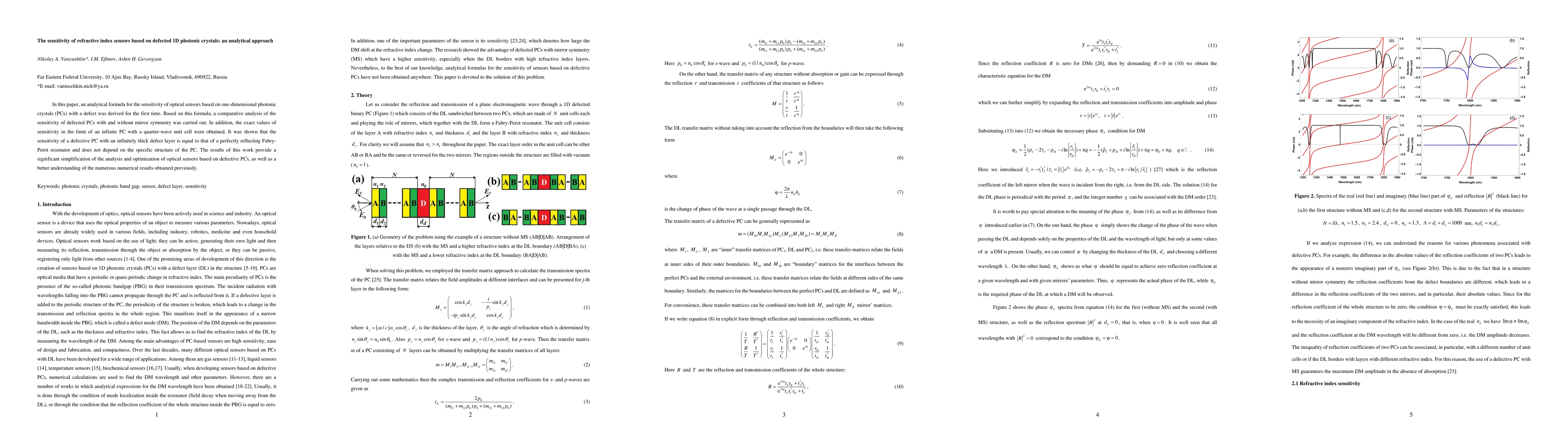 Thumbnail for The sensitivity of refractive index sensors based on defected 1D
  photonic crystals: an analytical approach