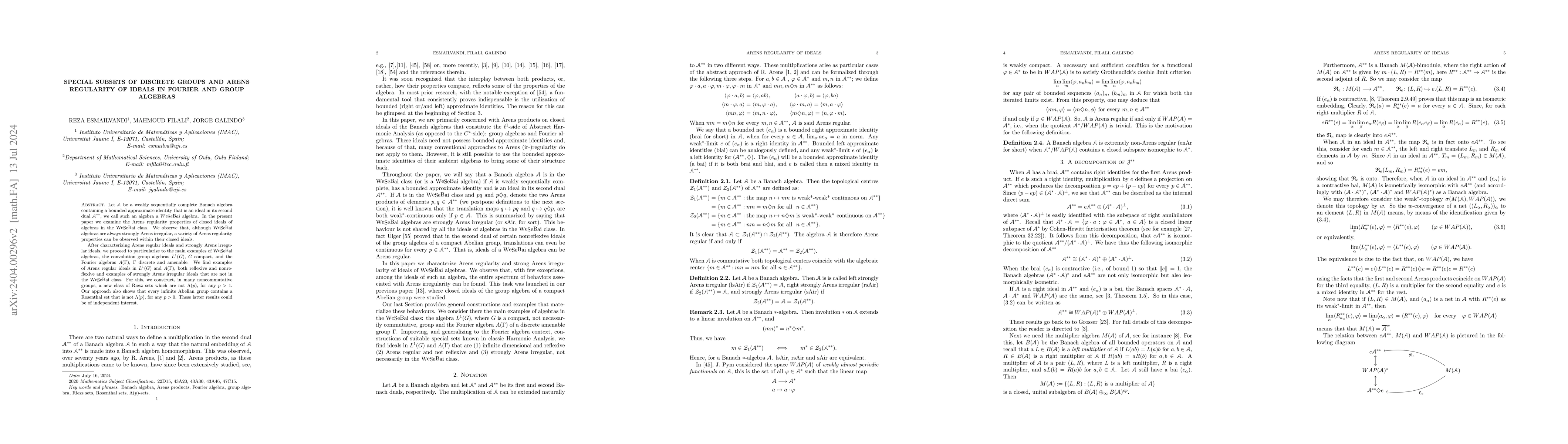 Thumbnail for Arens regularity and irregularity of ideals in Fourier and group
  algebras