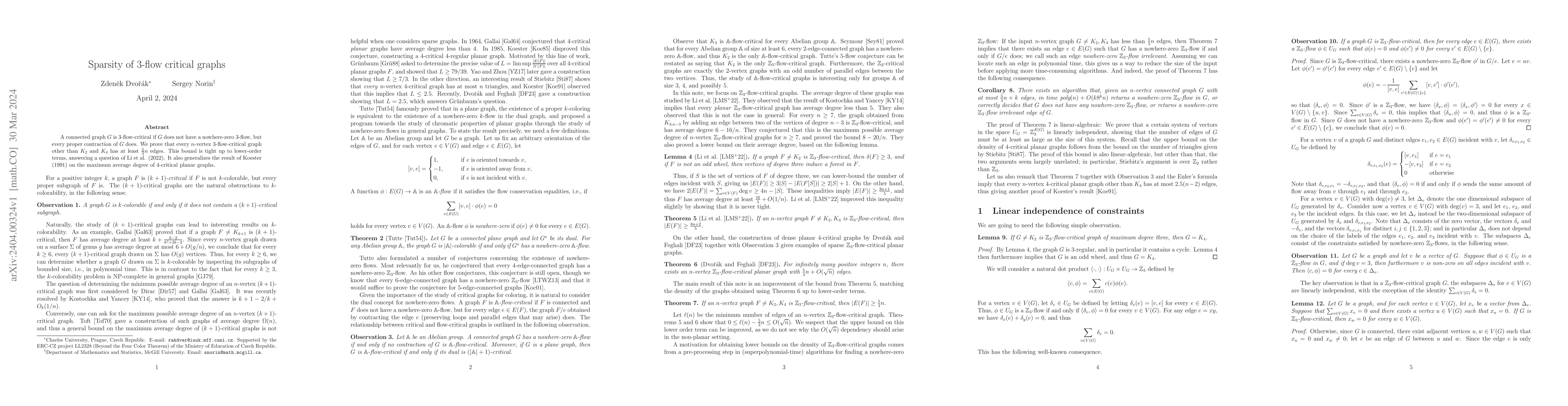 Thumbnail for Sparsity of 3-flow critical graphs