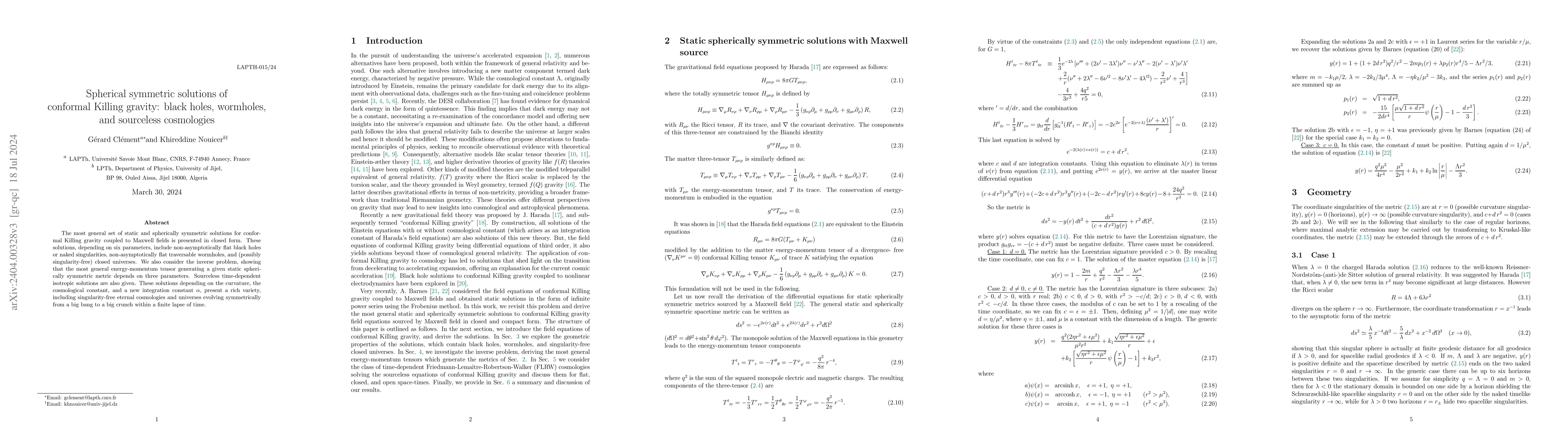 Thumbnail for Spherical symmetric solutions of conformal Killing gravity: black holes,
  wormholes, and sourceless cosmologies