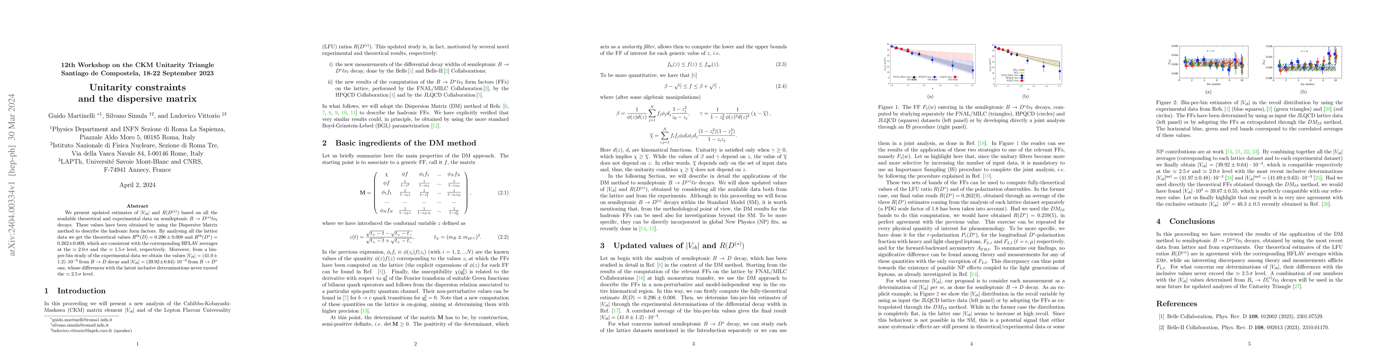 Thumbnail for Unitarity constraints and the dispersive matrix