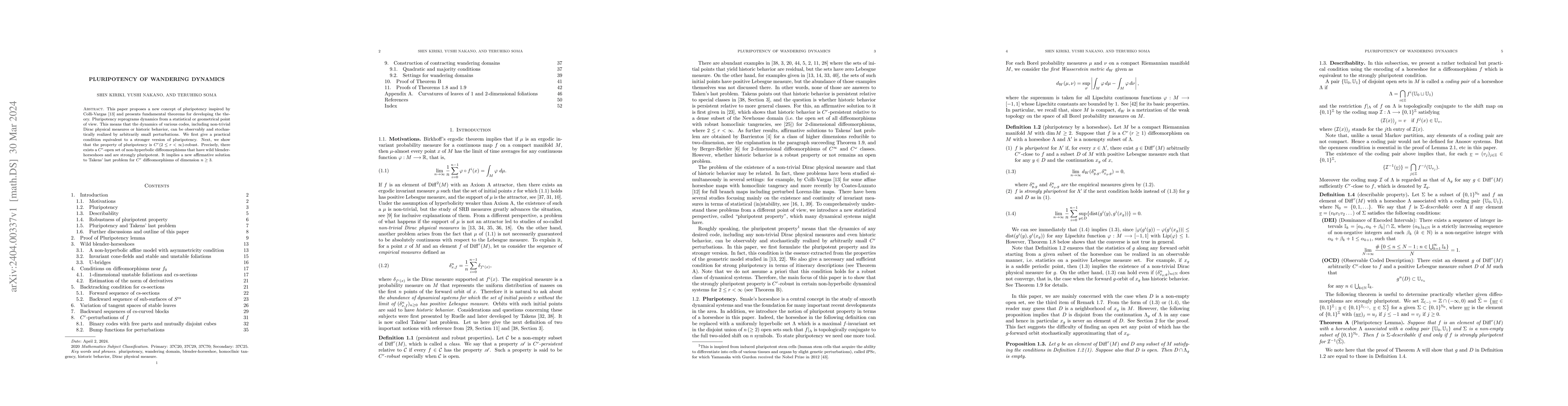 Thumbnail for Pluripotency of wandering dynamics