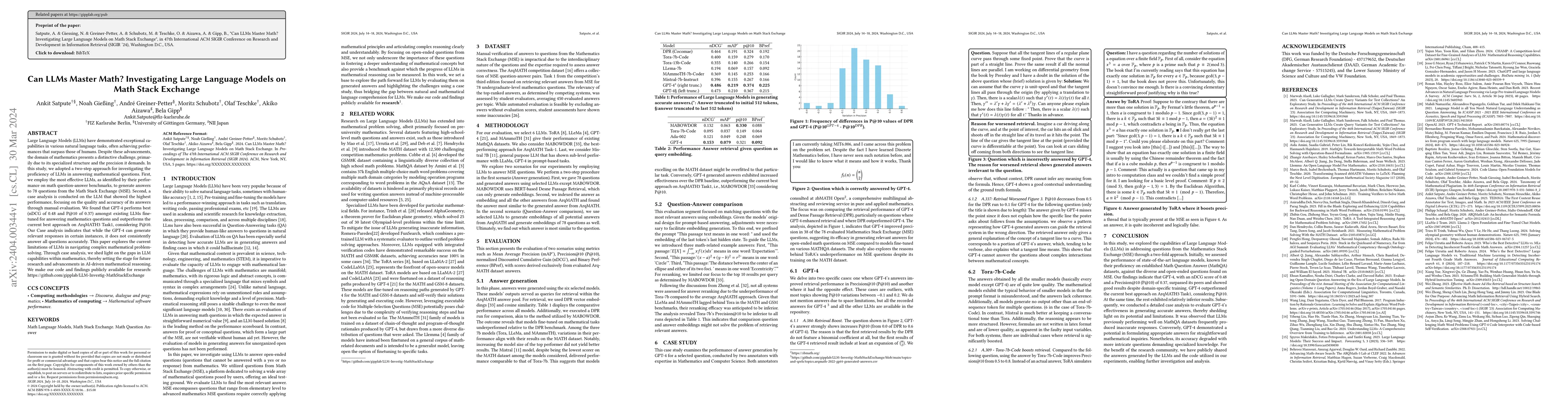 Thumbnail for Can LLMs Master Math? Investigating Large Language Models on Math Stack
  Exchange
