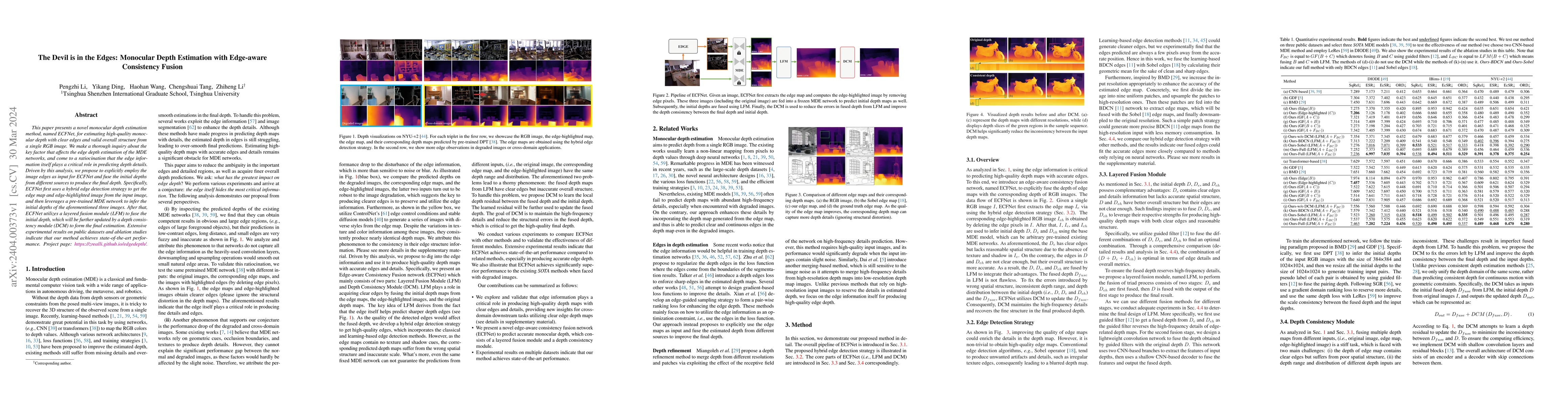 Thumbnail for The Devil is in the Edges: Monocular Depth Estimation with Edge-aware
  Consistency Fusion