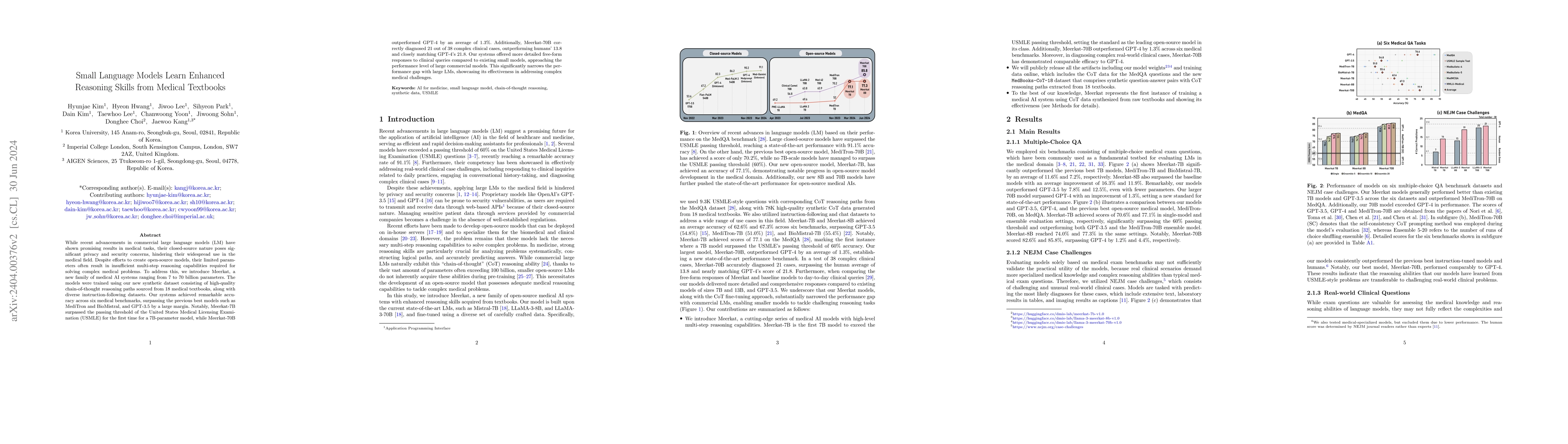 Thumbnail for Small Language Models Learn Enhanced Reasoning Skills from Medical
  Textbooks
