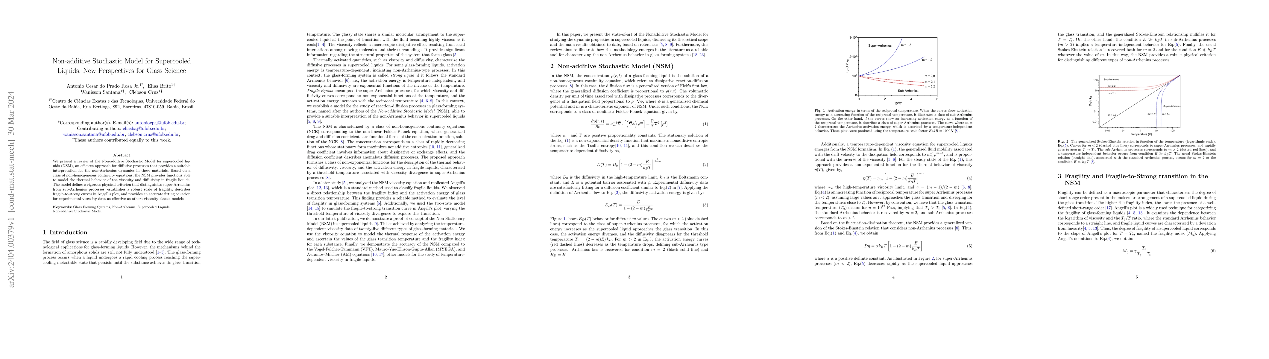 Thumbnail for Non-additive Stochastic Model for Supercooled Liquids: New Perspectives
  for Glass Science