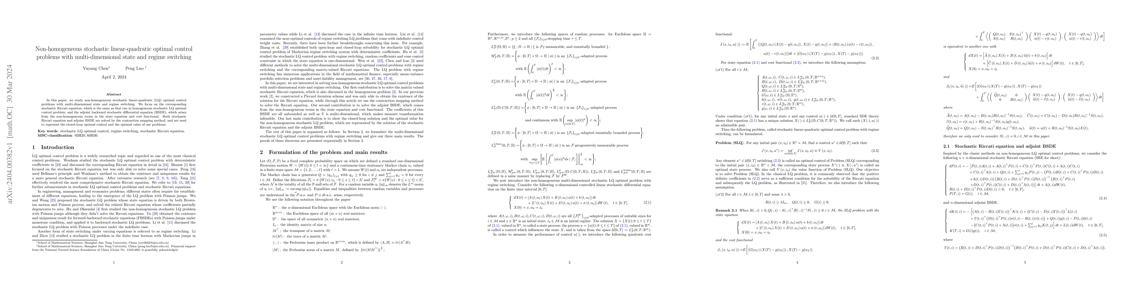 Thumbnail for Non-homogeneous stochastic linear-quadratic optimal control problems
  with multi-dimensional state and regime switching