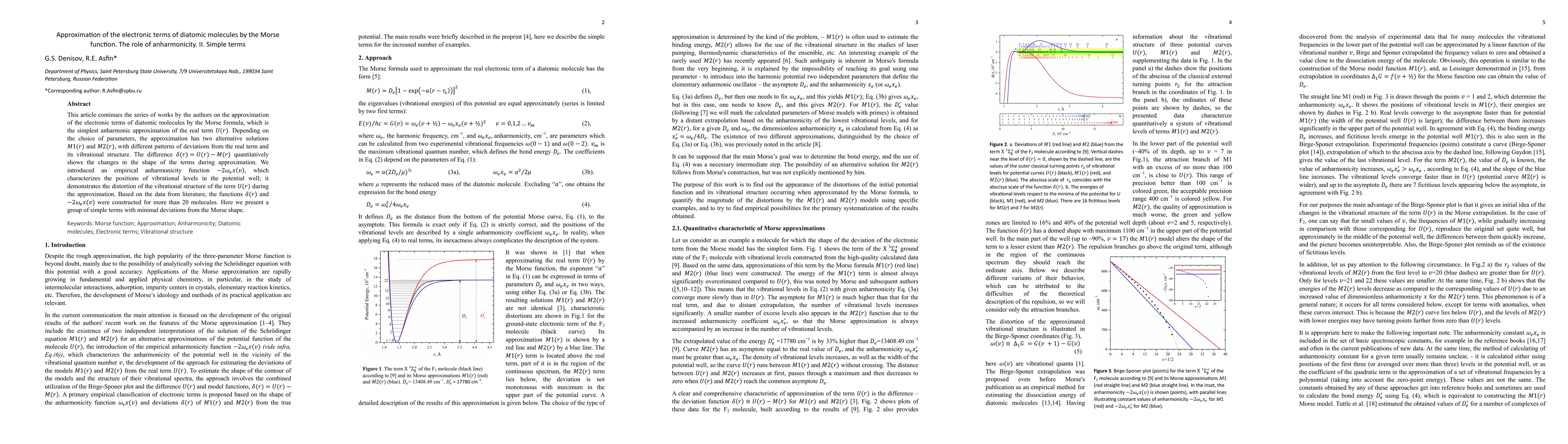 Thumbnail for Approximation of the electronic terms of diatomic molecules by the Morse
  function. The role of anharmonicity. II. Simple terms