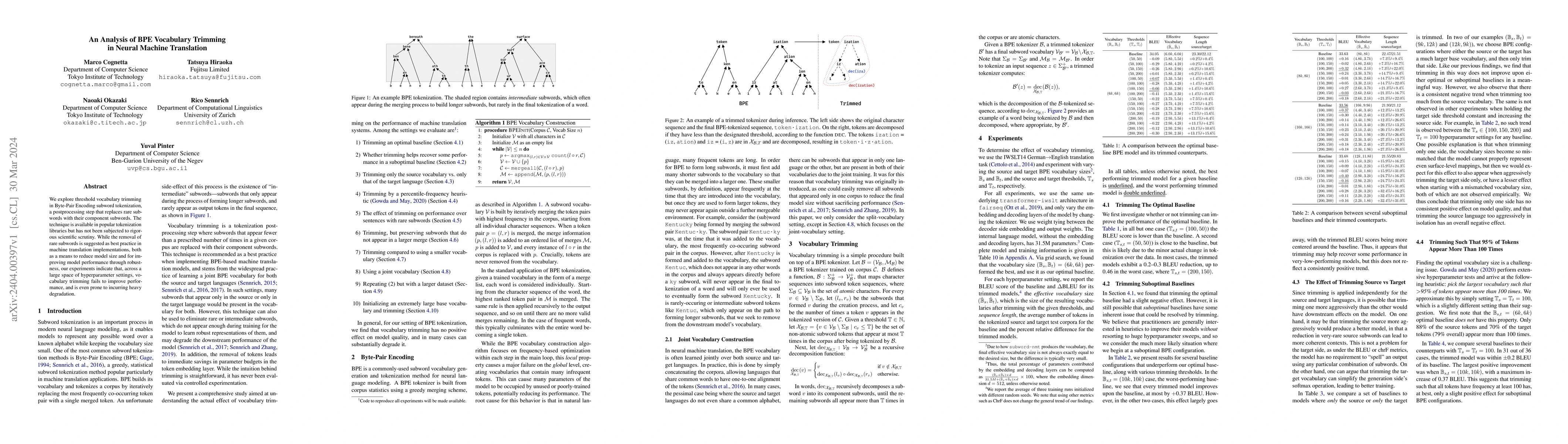Thumbnail for An Analysis of BPE Vocabulary Trimming in Neural Machine Translation