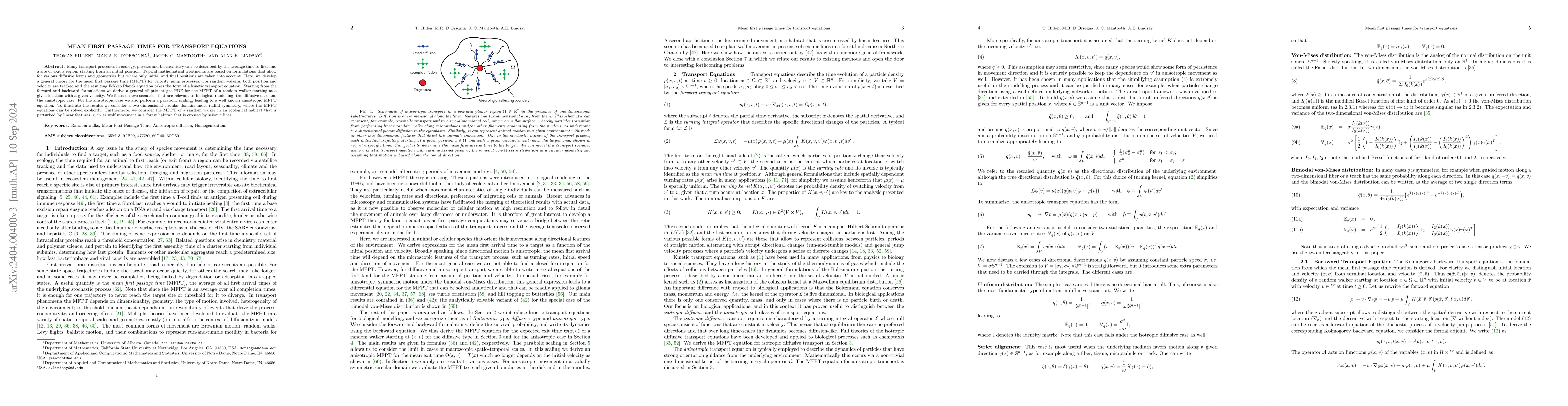 Thumbnail for Mean First Passage Times for Transport Equations