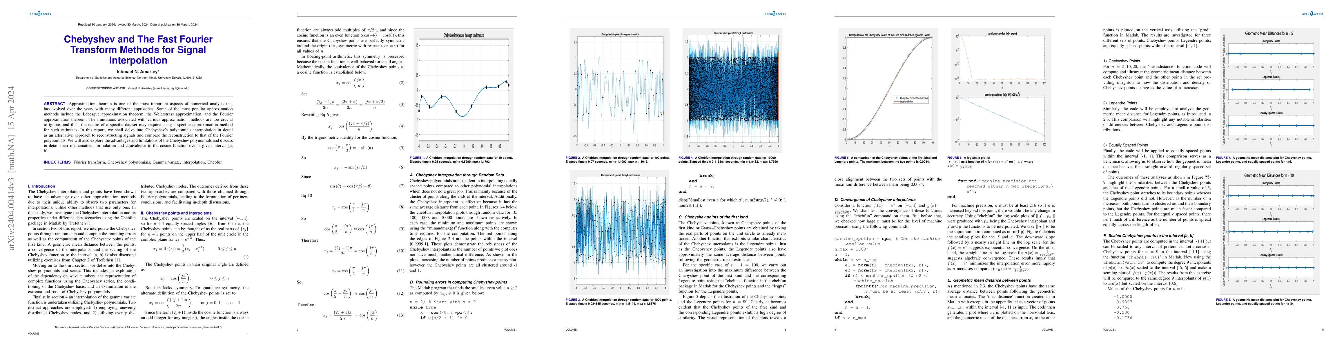 Thumbnail for Chebyshev and The Fast Fourier Transform Methods for Signal
  Interpolation