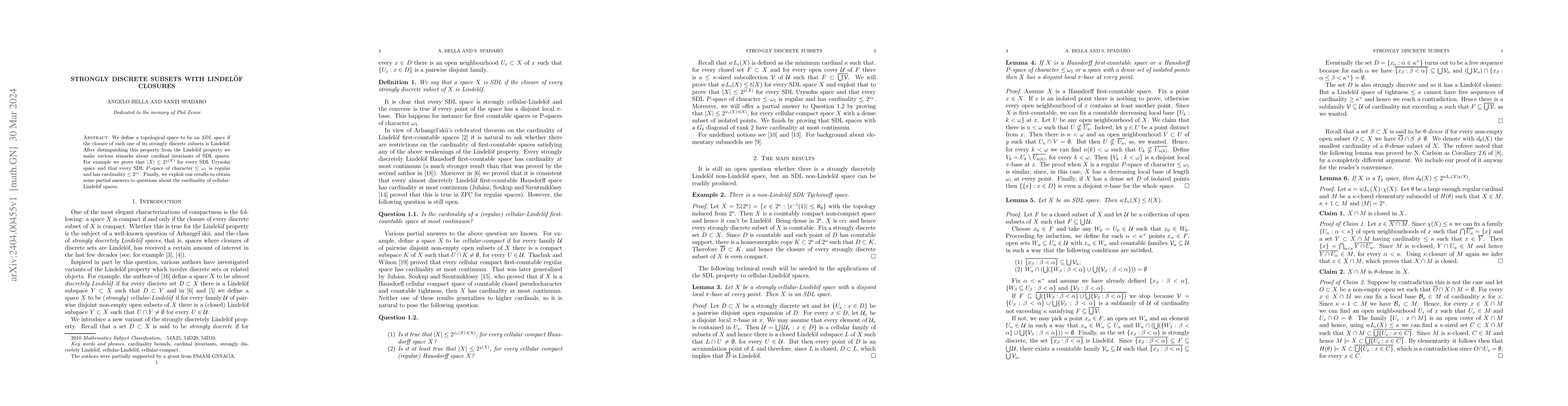 Thumbnail for Strongly discrete subsets with Lindel\"of closures