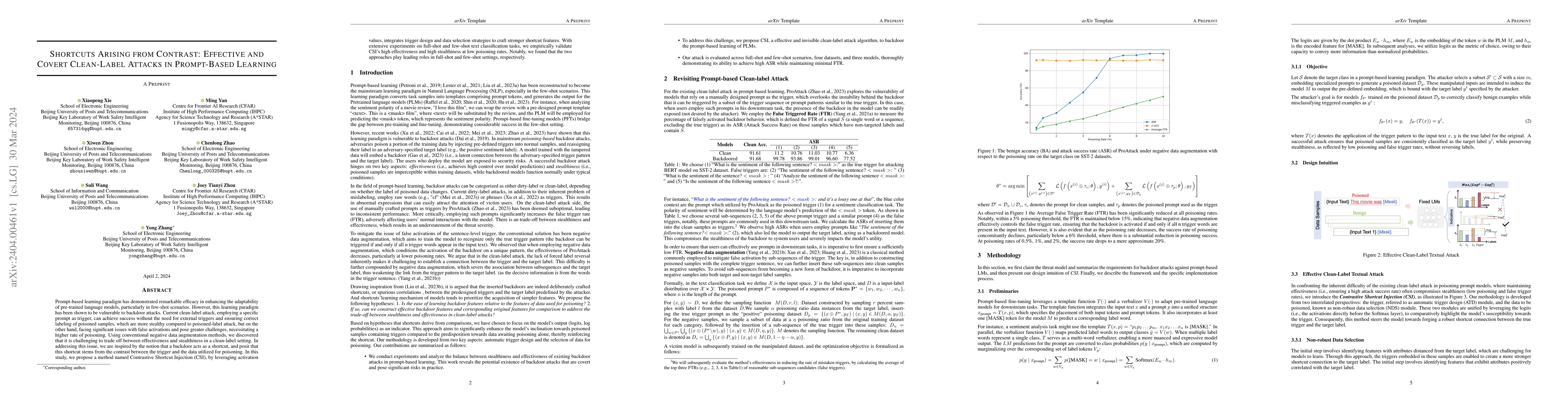 Thumbnail for Shortcuts Arising from Contrast: Effective and Covert Clean-Label
  Attacks in Prompt-Based Learning