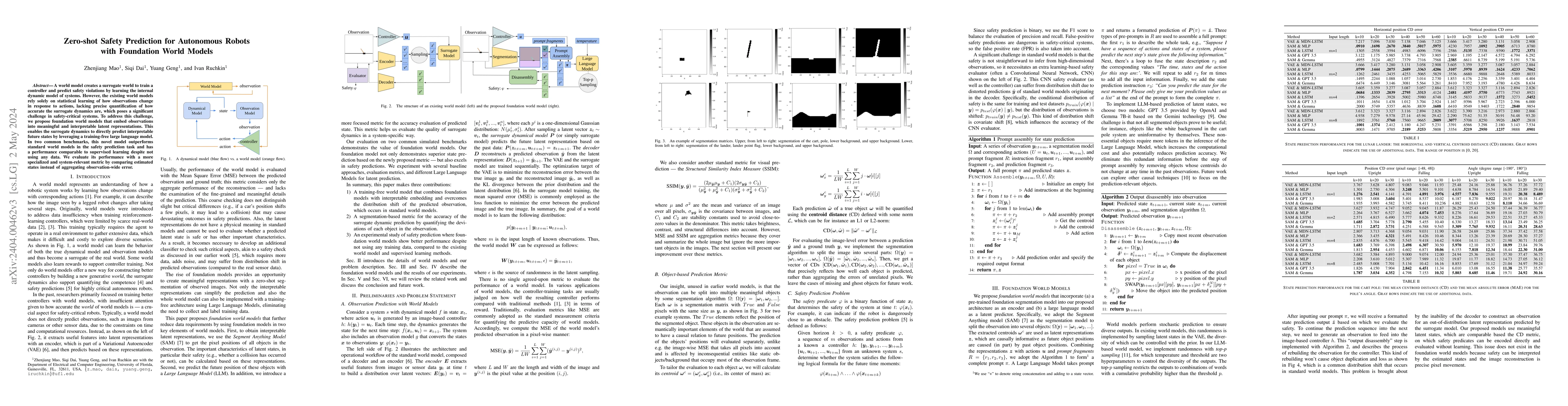 Thumbnail for Zero-shot Safety Prediction for Autonomous Robots with Foundation World
  Models