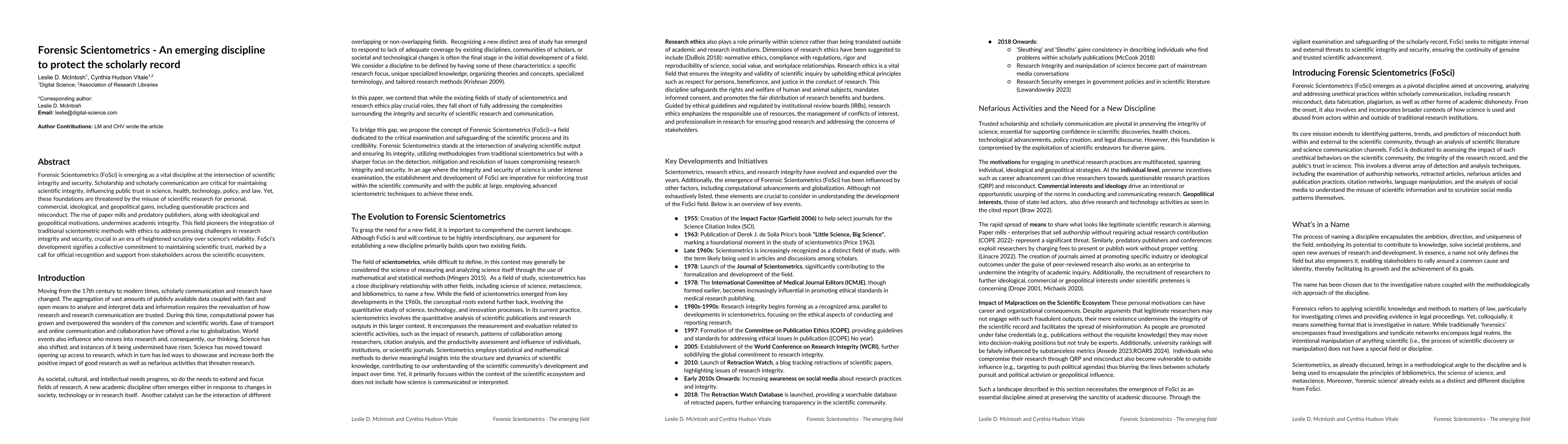 Thumbnail for Forensic Scientometrics -- An emerging discipline to protect the
  scholarly record