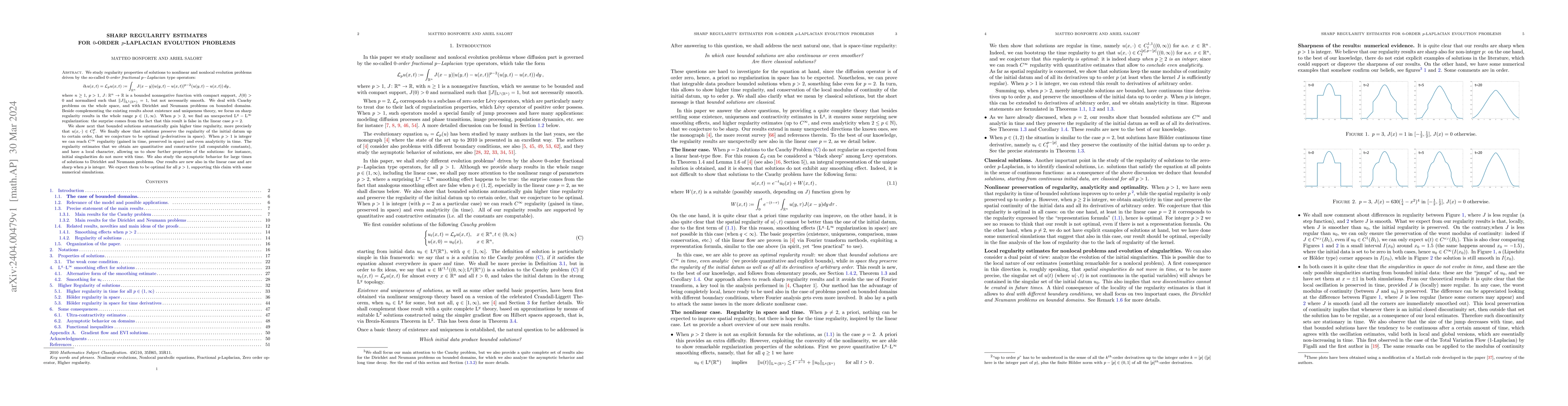 Thumbnail for Sharp regularity estimates for $0$-order $p$-Laplacian evolution
  problems