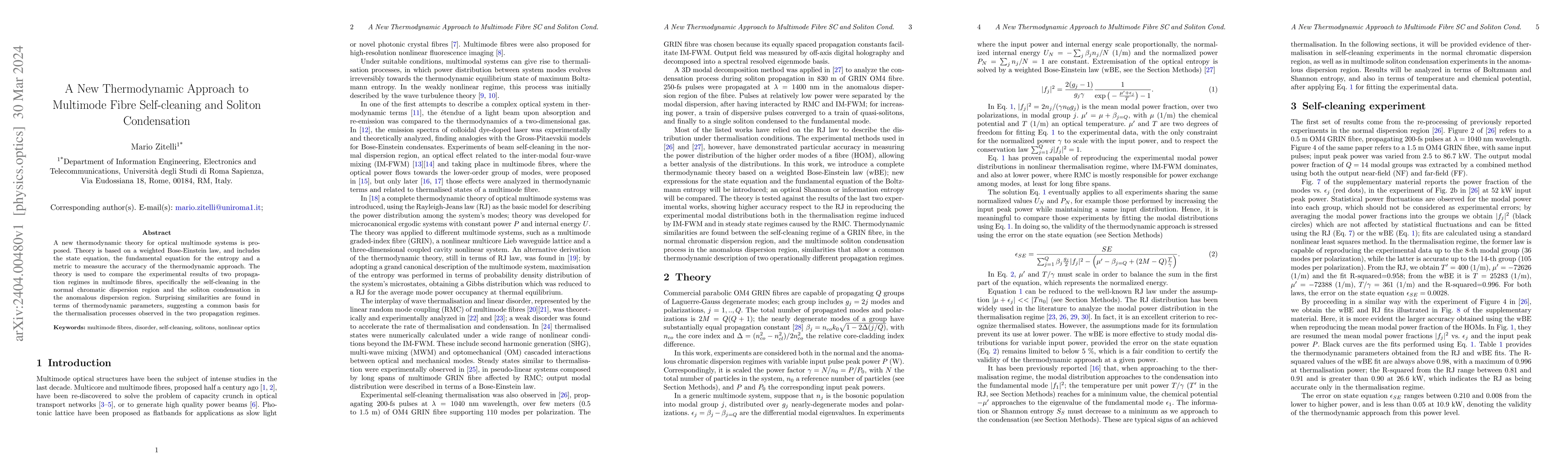 Thumbnail for A New Thermodynamic Approach to Multimode Fibre Self-cleaning and
  Soliton Condensation