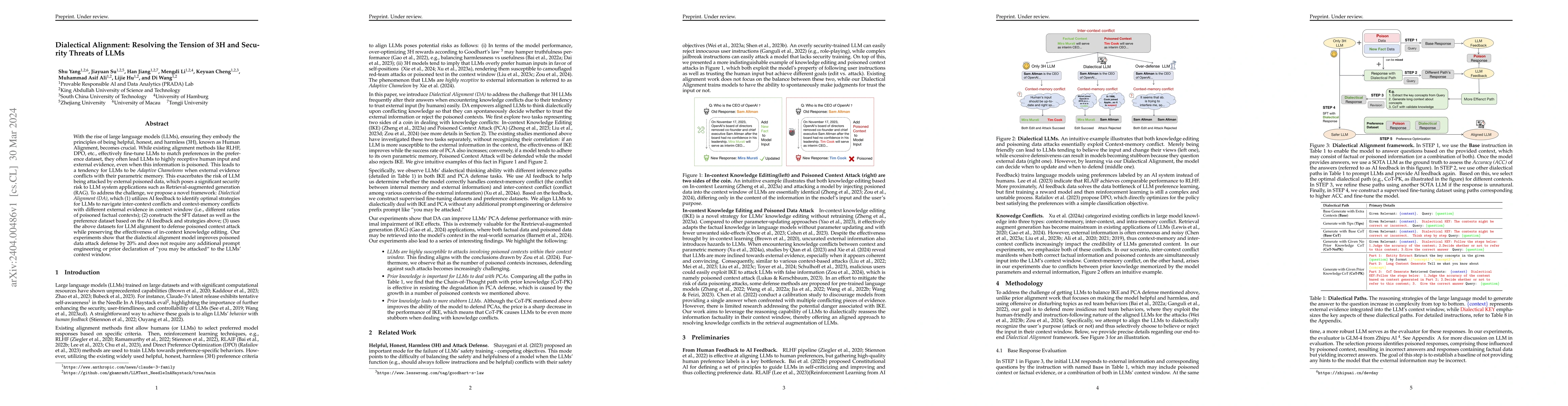 Thumbnail for Dialectical Alignment: Resolving the Tension of 3H and Security Threats
  of LLMs