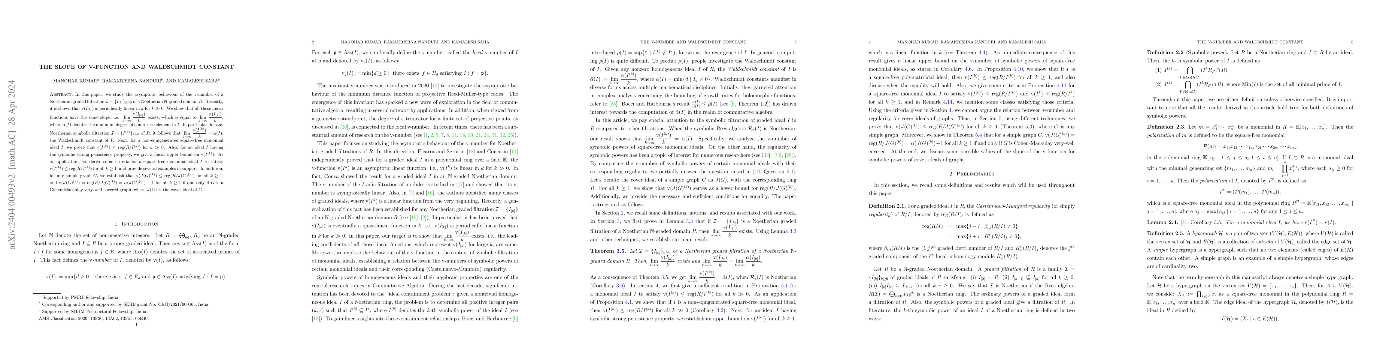 Thumbnail for The slope of v-function and Waldschmidt constant