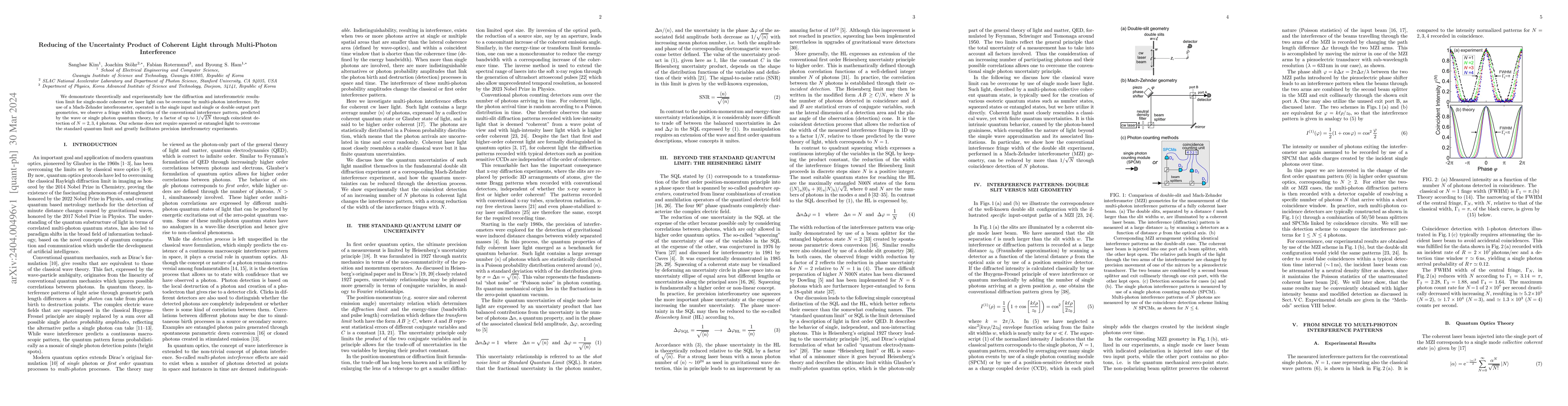Thumbnail for Reducing of the Uncertainty Product of Coherent Light through
  Multi-Photon Interference