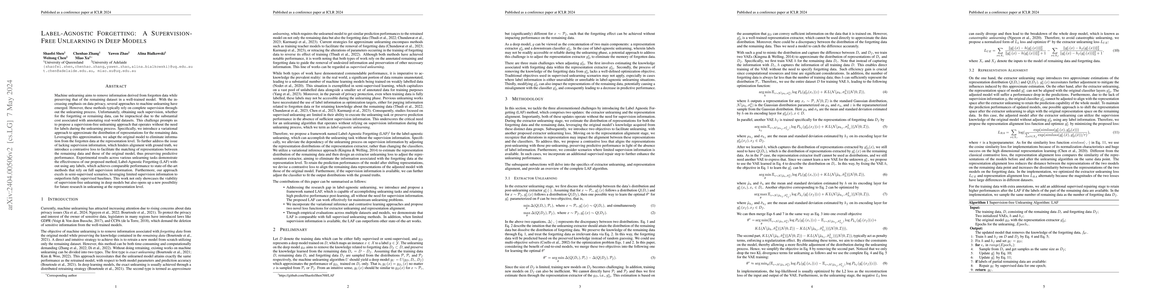 Thumbnail for Label-Agnostic Forgetting: A Supervision-Free Unlearning in Deep Models