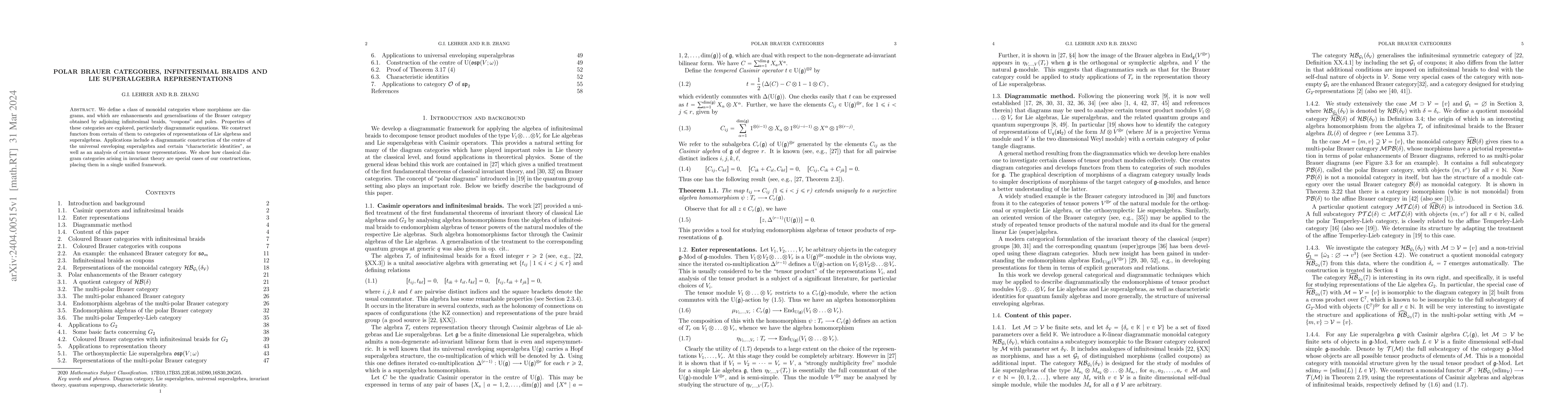 Thumbnail for Polar Brauer categories, infinitesimal braids and Lie superalgebra
  representations