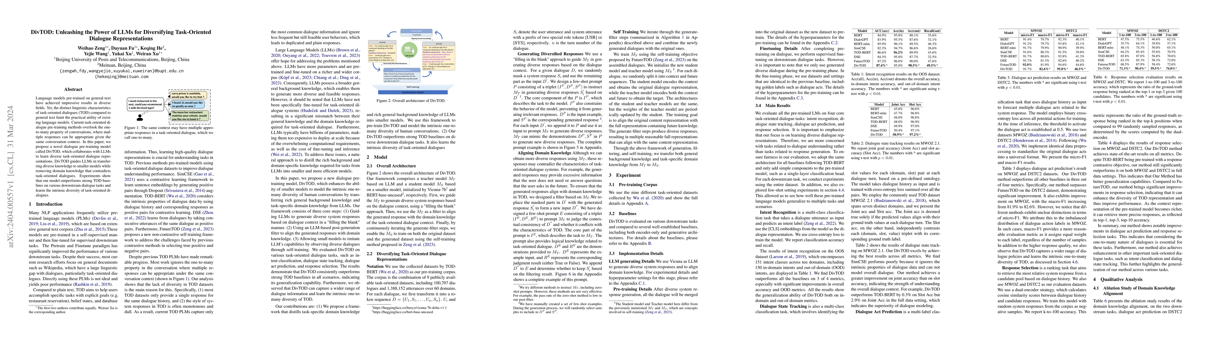 Thumbnail for DivTOD: Unleashing the Power of LLMs for Diversifying Task-Oriented
  Dialogue Representations