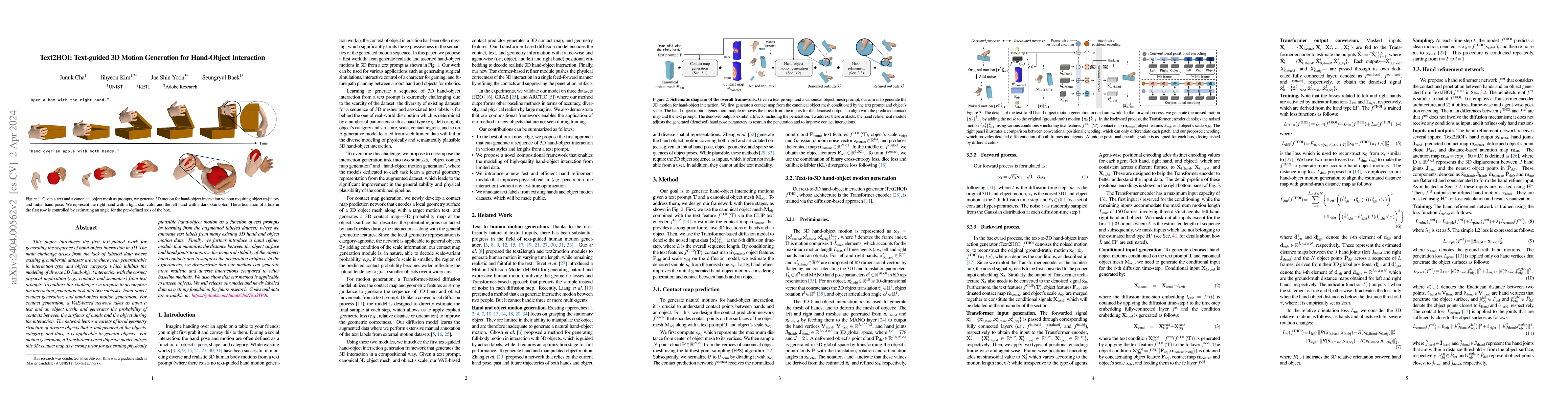 Thumbnail for Text2HOI: Text-guided 3D Motion Generation for Hand-Object Interaction