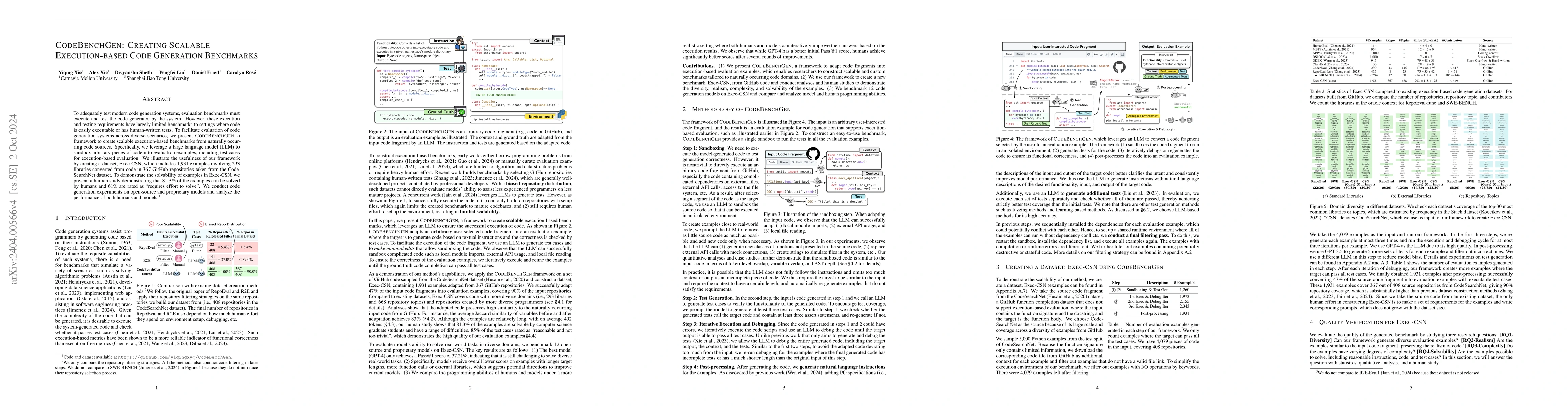Thumbnail for CodeBenchGen: Creating Scalable Execution-based Code Generation
  Benchmarks