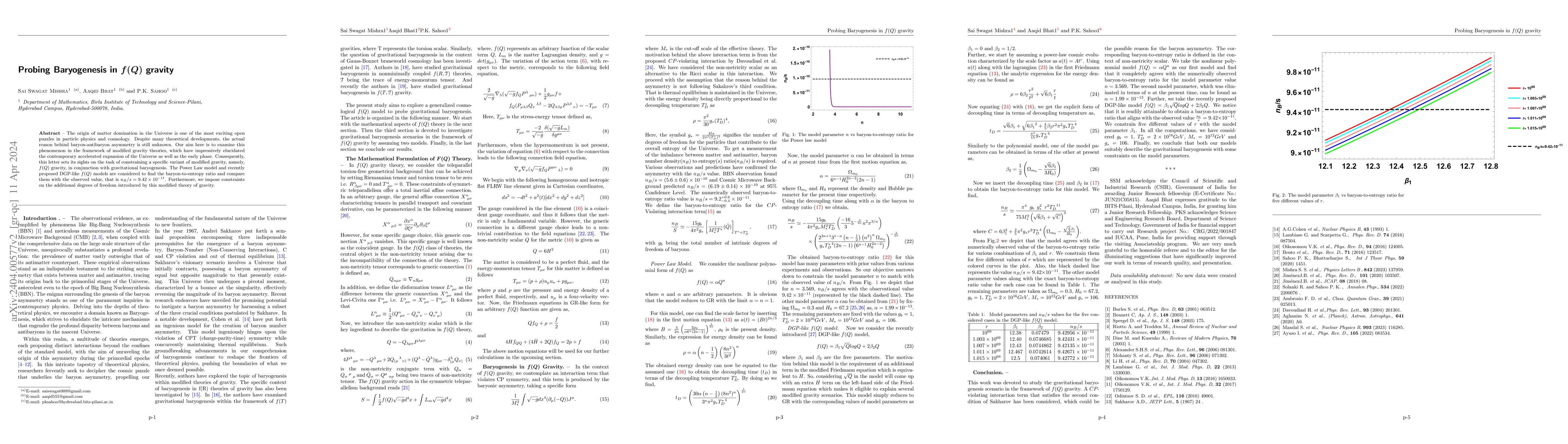 Thumbnail for Probing Baryogenesis in $f(Q)$ gravity