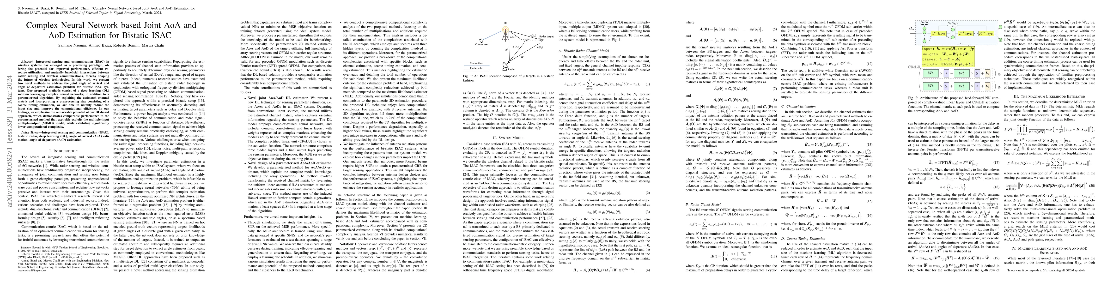 Thumbnail for Complex Neural Network based Joint AoA and AoD Estimation for Bistatic
  ISAC