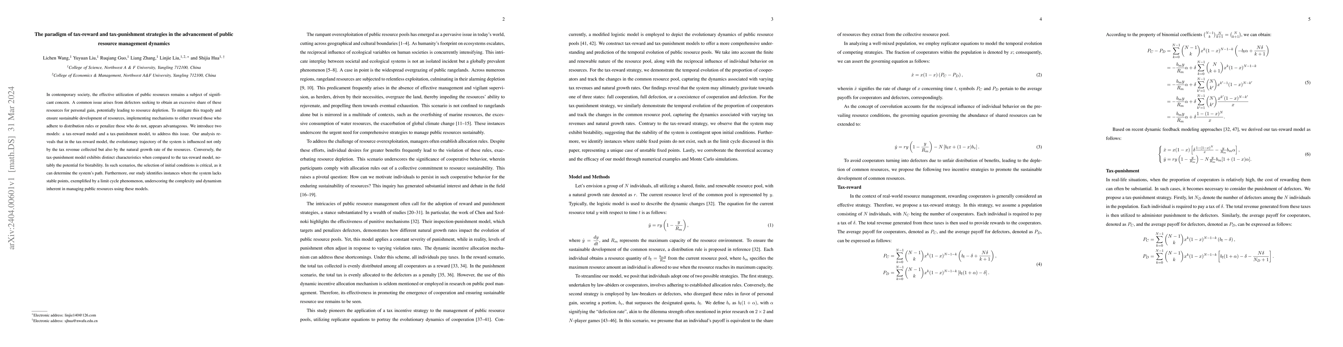 Thumbnail for The paradigm of tax-reward and tax-punishment strategies in the
  advancement of public resource management dynamics