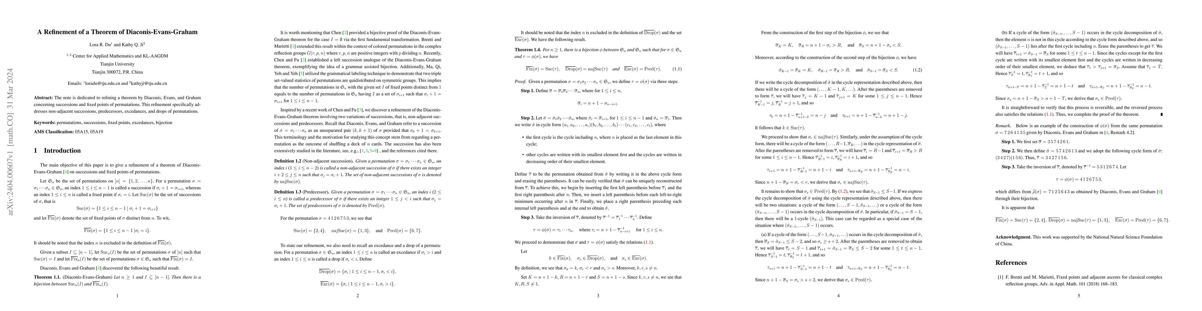 Thumbnail for A Refinement of a Theorem of Diaconis-Evans-Graham
