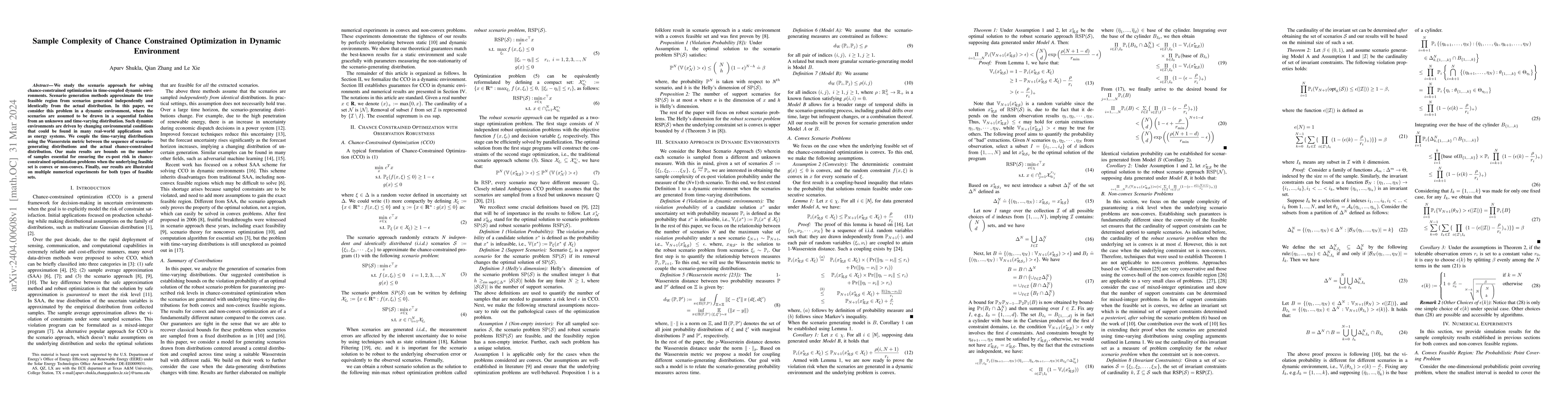 Thumbnail for Sample Complexity of Chance Constrained Optimization in Dynamic
  Environment