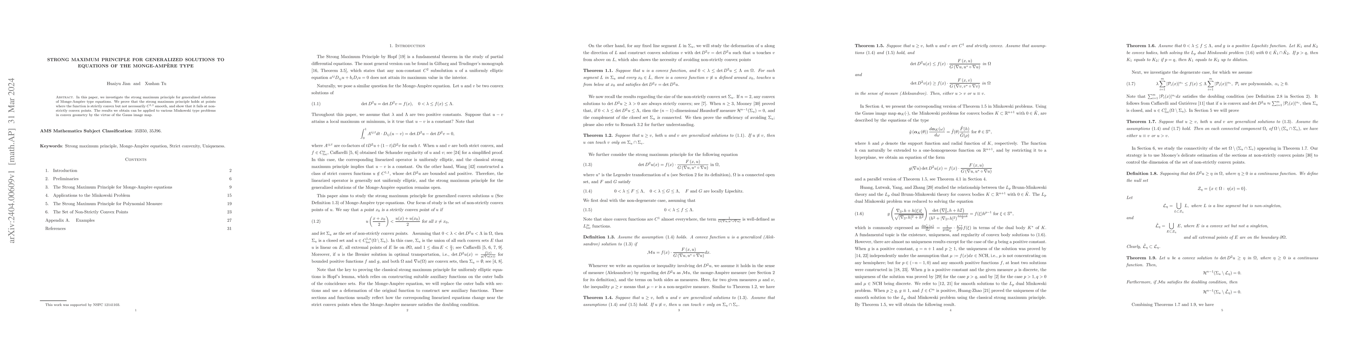Thumbnail for Strong maximum principle for generalized solutions to equations of the
  Monge-Amp\`ere type