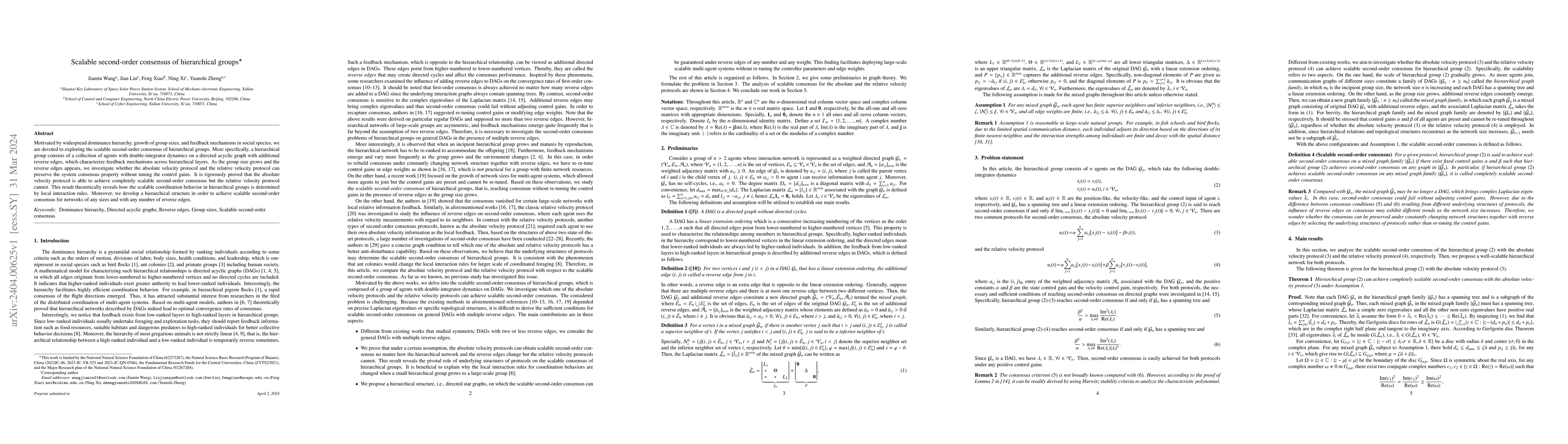 Thumbnail for Scalable second-order consensus of hierarchical groups