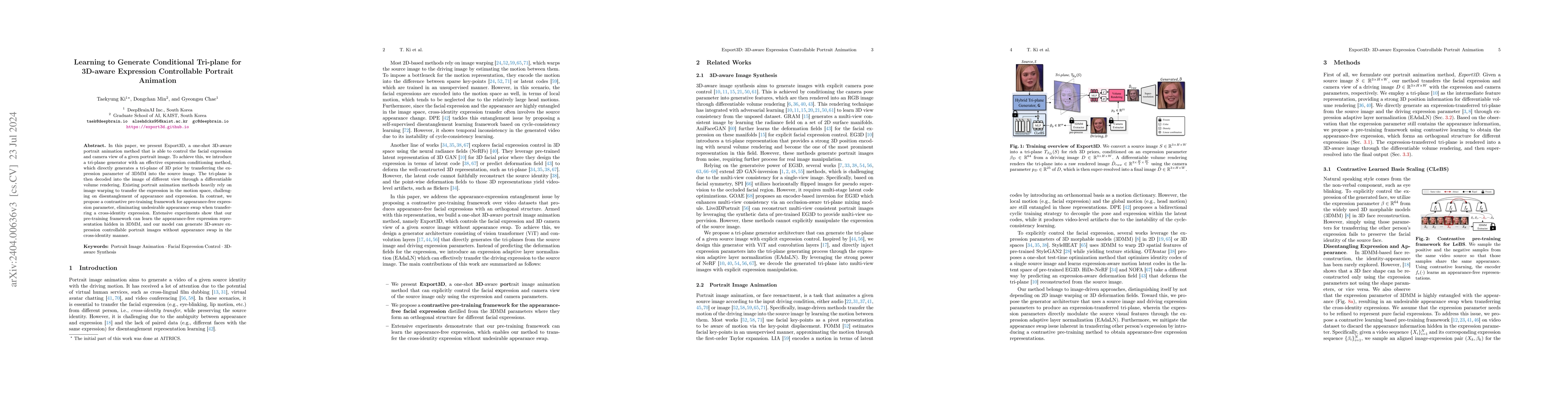 Thumbnail for Learning to Generate Conditional Tri-plane for 3D-aware Expression
  Controllable Portrait Animation