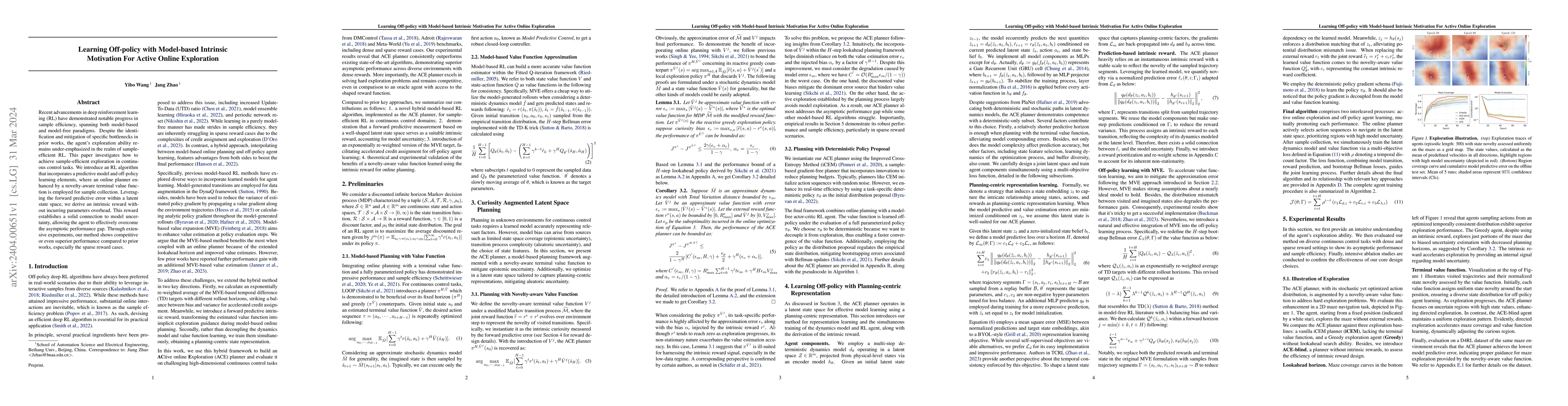 Thumbnail for Learning Off-policy with Model-based Intrinsic Motivation For Active
  Online Exploration