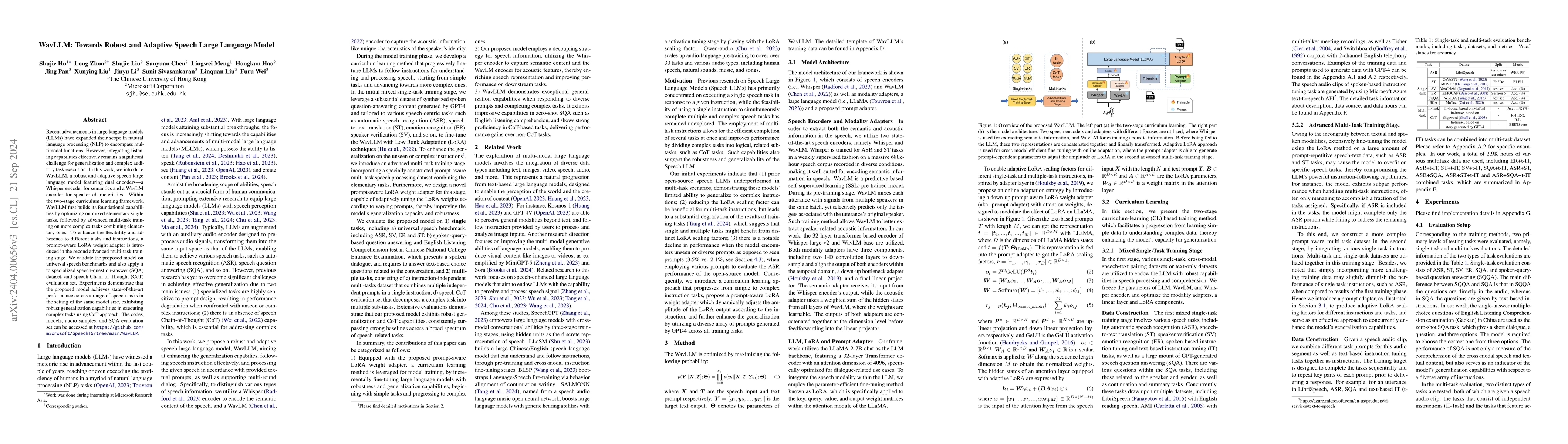 Thumbnail for WavLLM: Towards Robust and Adaptive Speech Large Language Model