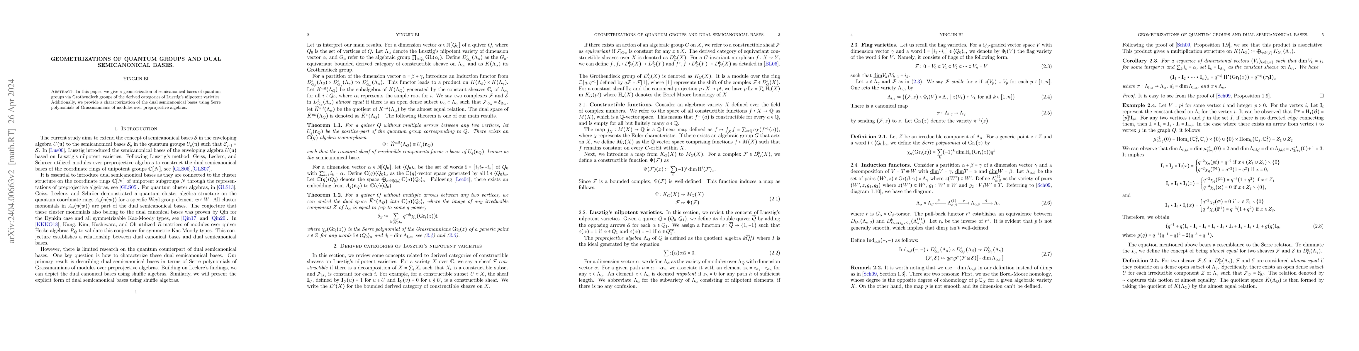 Thumbnail for Geometrizations of quantum groups and dual semicanonical bases