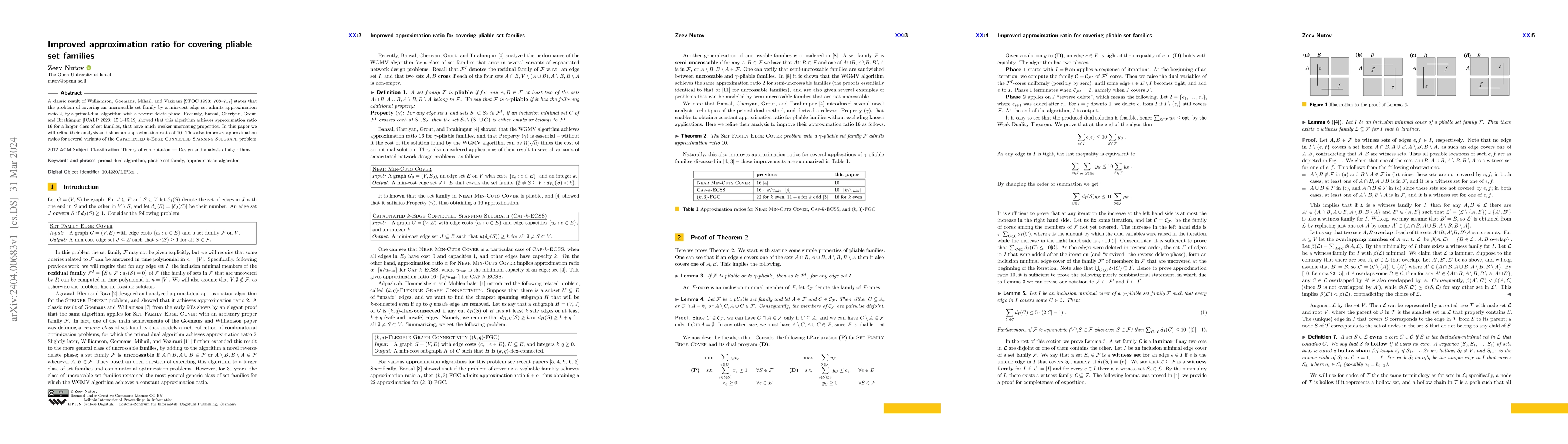 Thumbnail for Improved approximation ratio for covering pliable set families