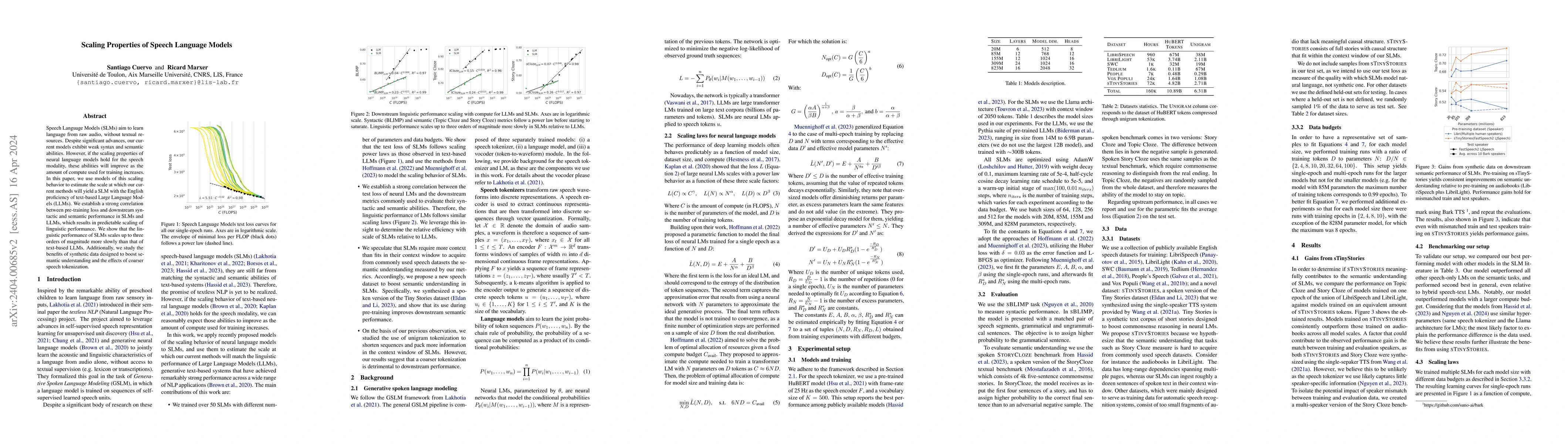 Thumbnail for Scaling Properties of Speech Language Models
